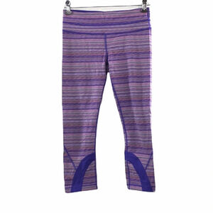 Lululemon Inspire Capri Crop II Space‎ Dye Leggings Womens 6 Pink Purple